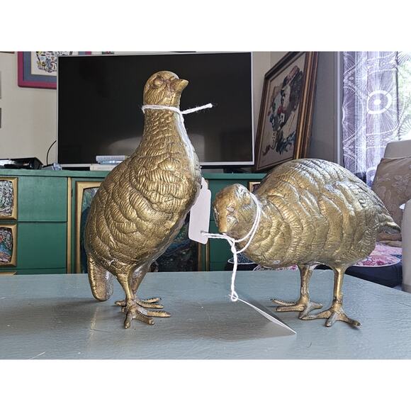 Vintage MCM Brass Quail Or Grouse Figurines-set of 2. In Amazing Condition!!!! - Picture 10 of 14